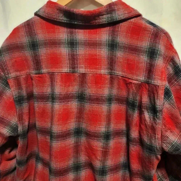 Dickies Men's Size Large Long Sleeve Red Plaid Lined Flannel Button Up Jacket - Picture 7 of 10